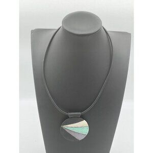 Black Rubber Necklace With Geometric Pendant